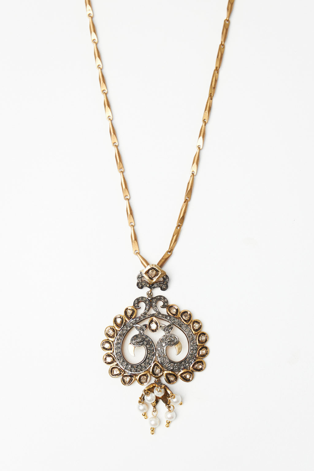 Pearl & Diamond Peacock Necklace