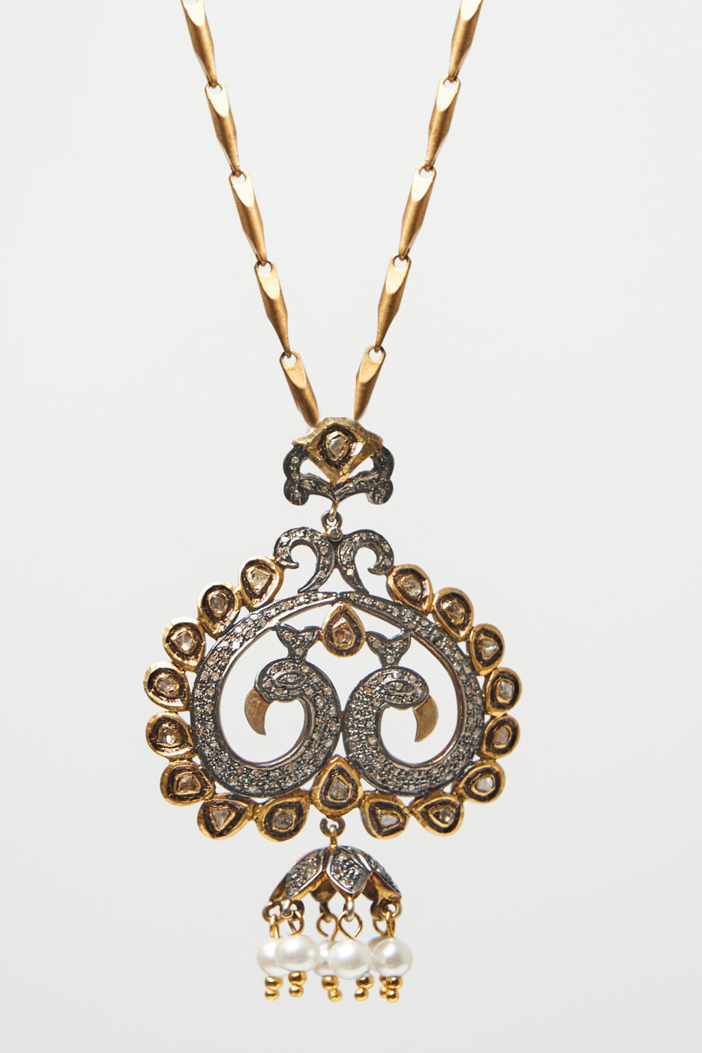 Pearl & Diamond Peacock Necklace
