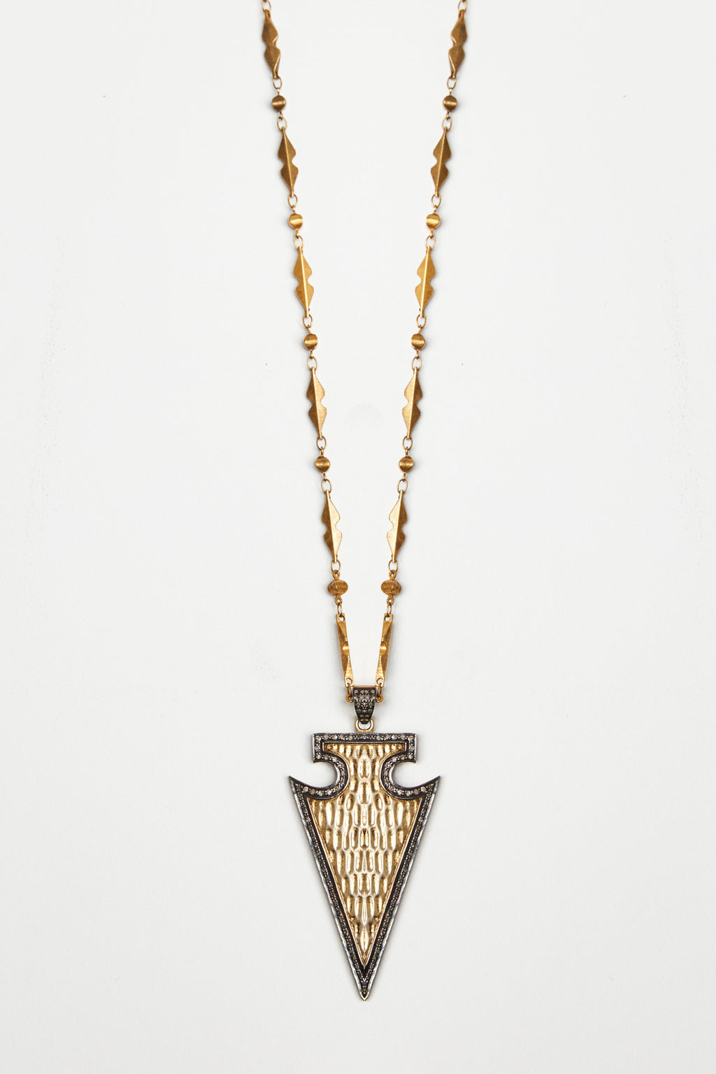 Hammered Gold Arrowhead Pendant Necklace