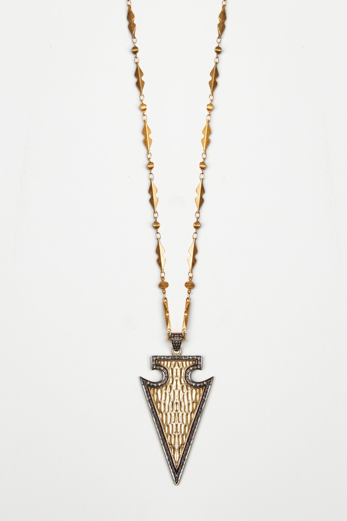 Hammered Gold Arrowhead Pendant Necklace