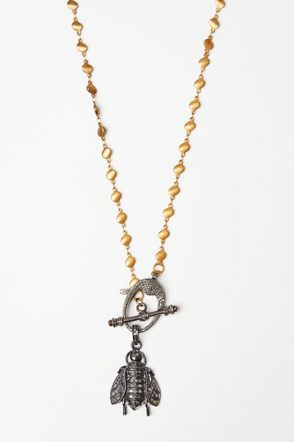 Diamond Studded Honey Bee Charm Necklace