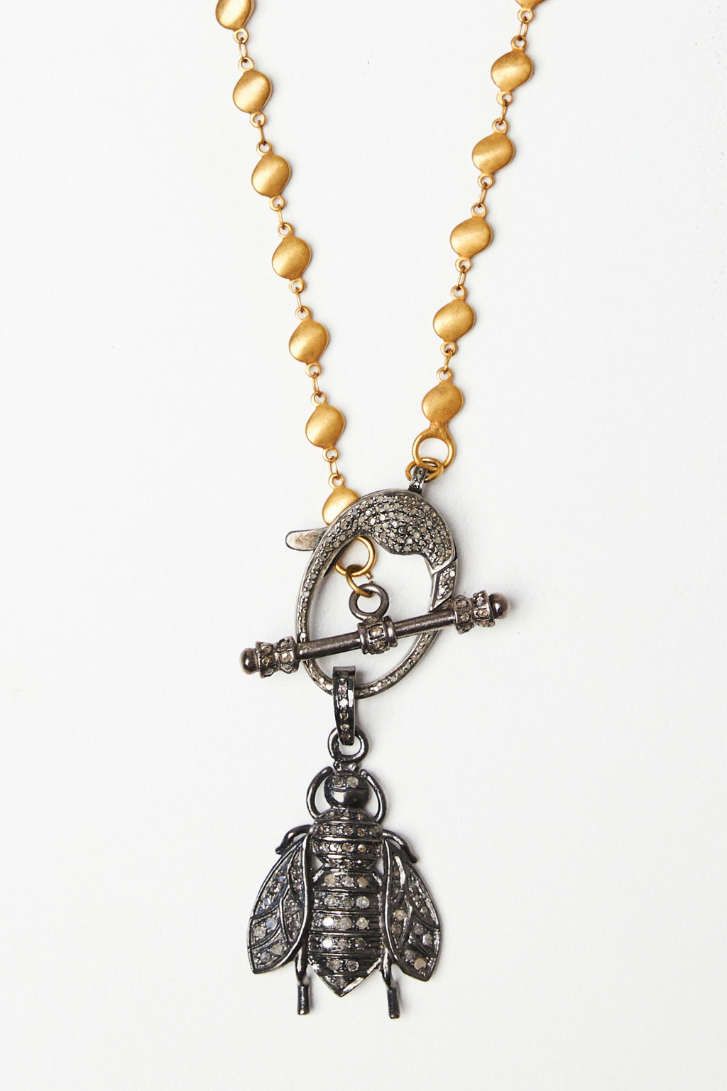 Diamond Studded Honey Bee Charm Necklace
