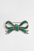 Emerald & Diamond Bow Brooch