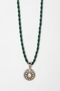 Teardrop Diamond Pendant Necklace with Silk Chord