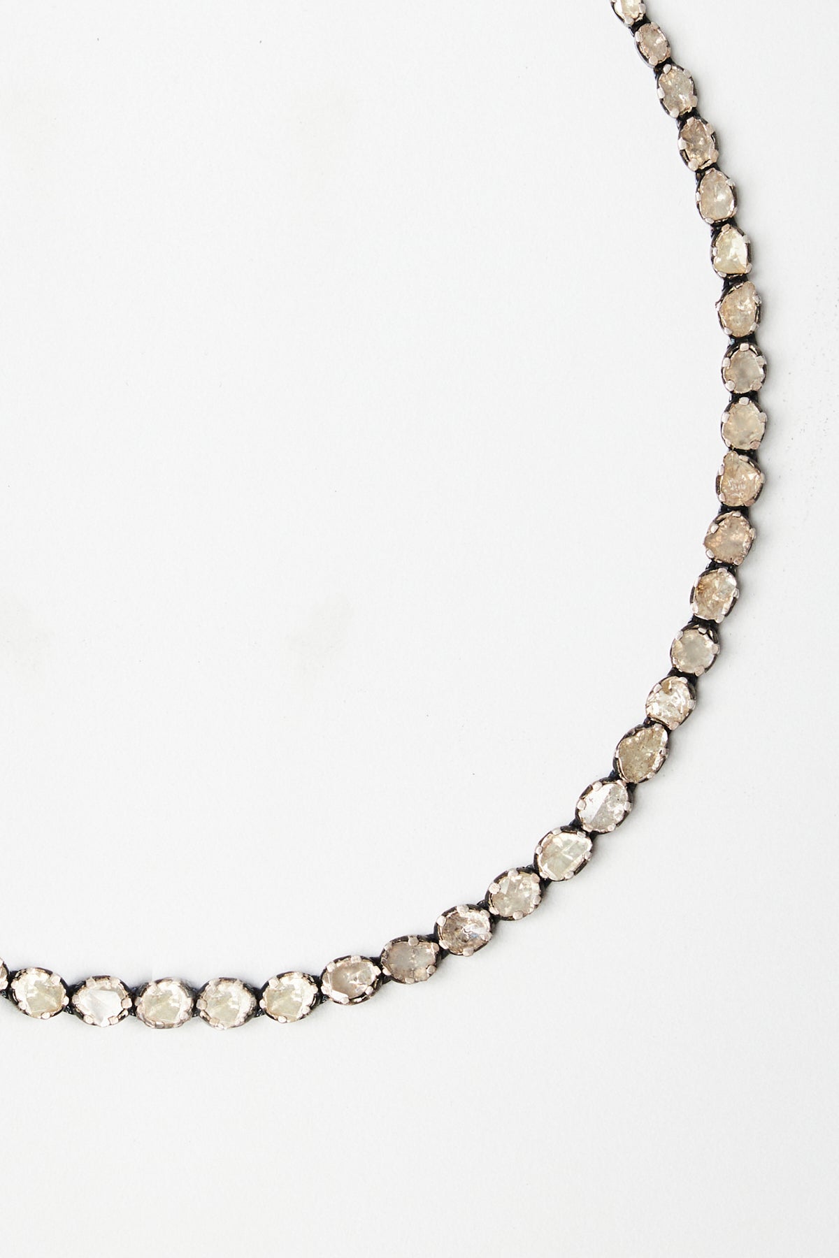 Oval Rose-Cut Diamond Tennis Necklace