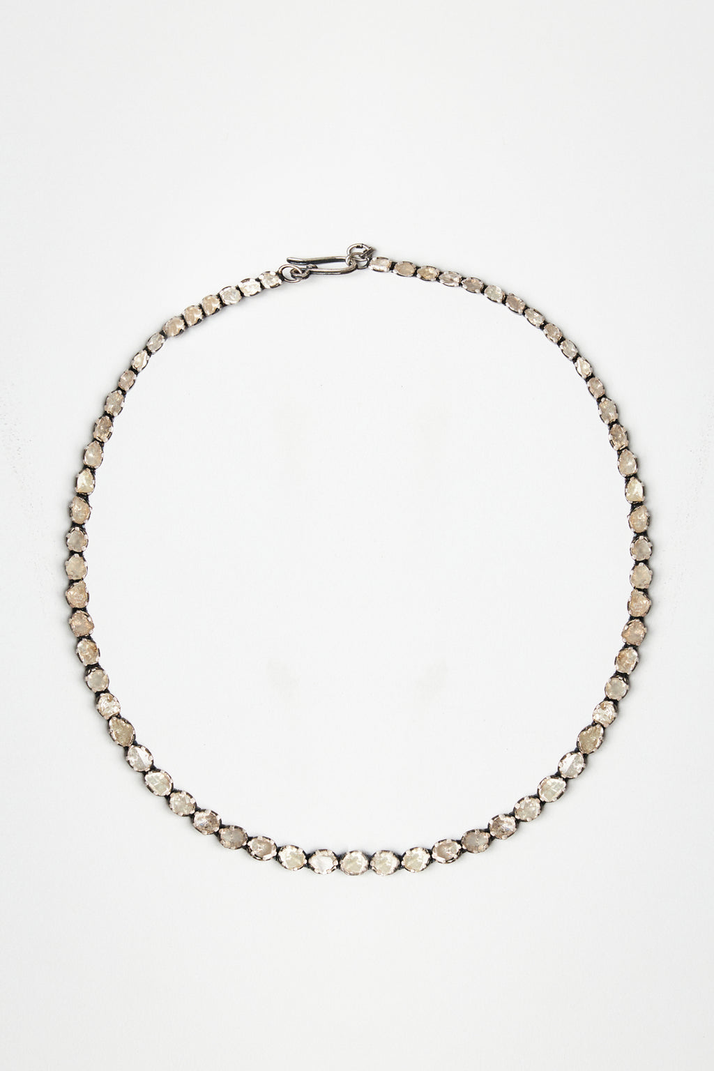 Oval Rose-Cut Diamond Tennis Necklace