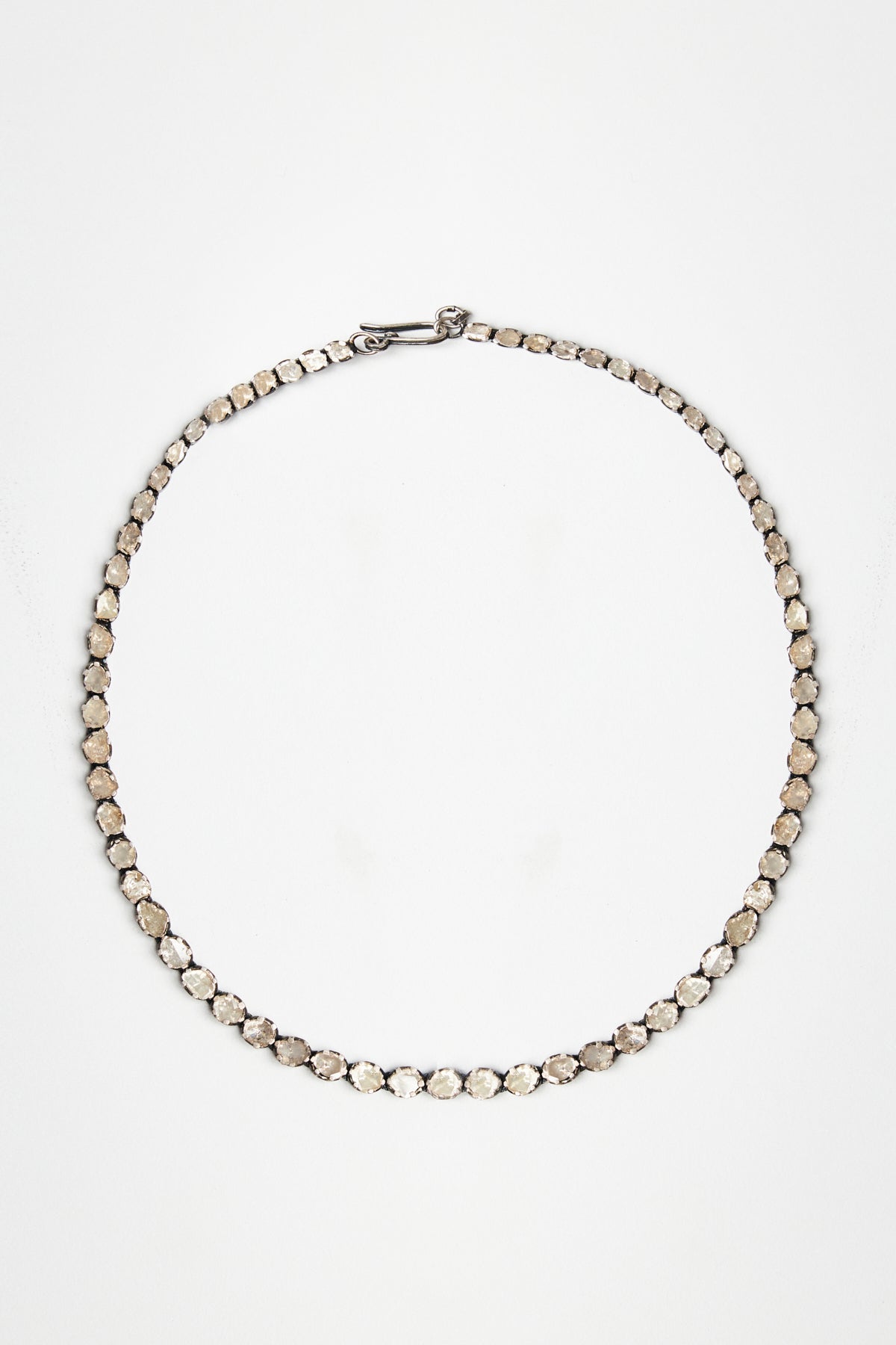 Oval Rose-Cut Diamond Tennis Necklace