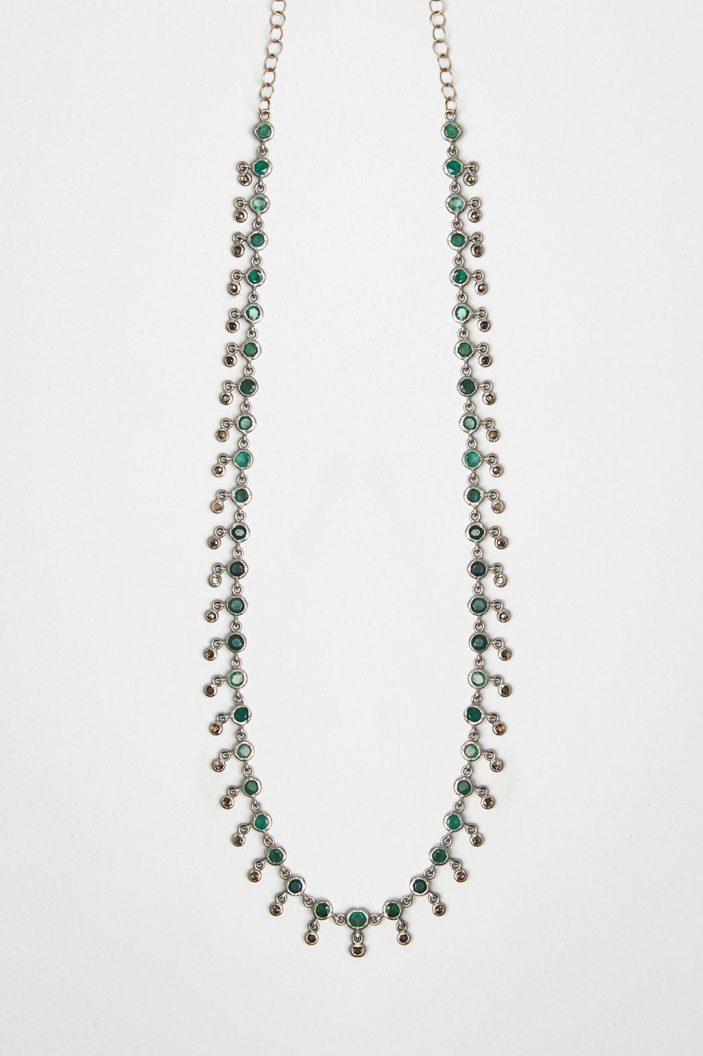 Emerald & Rose Cut Diamond Drip Necklace