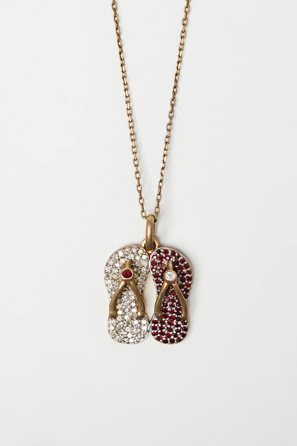 Ruby & Diamond Flip-Flop Pendant Necklace