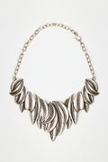 Layered Feather Silver Necklace