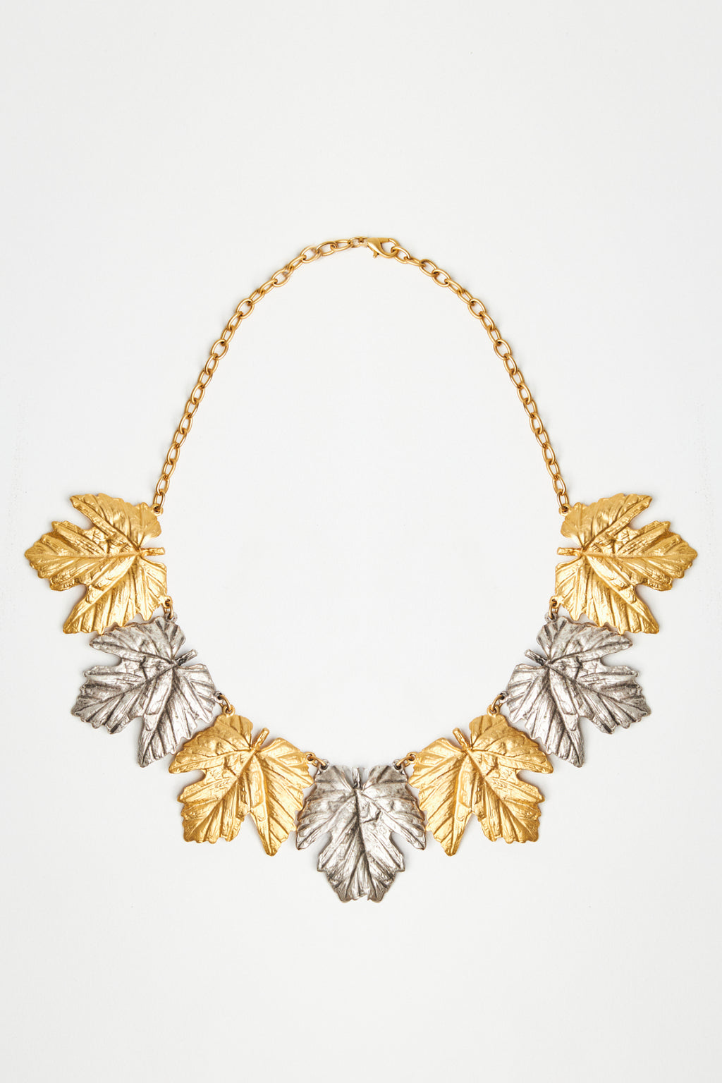 Fig Leaf Necklace in Silver and Gold