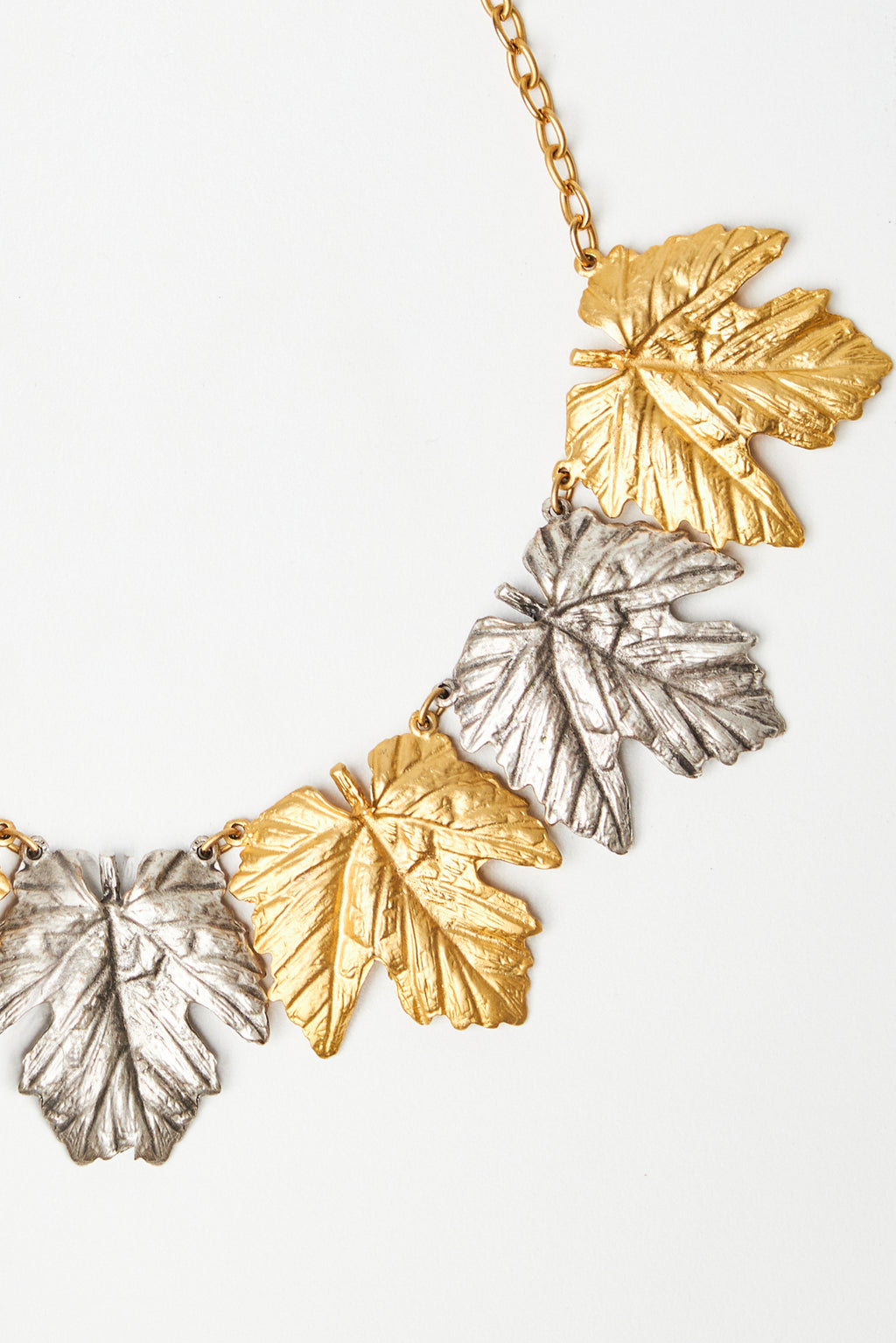 Fig Leaf Necklace in Silver and Gold