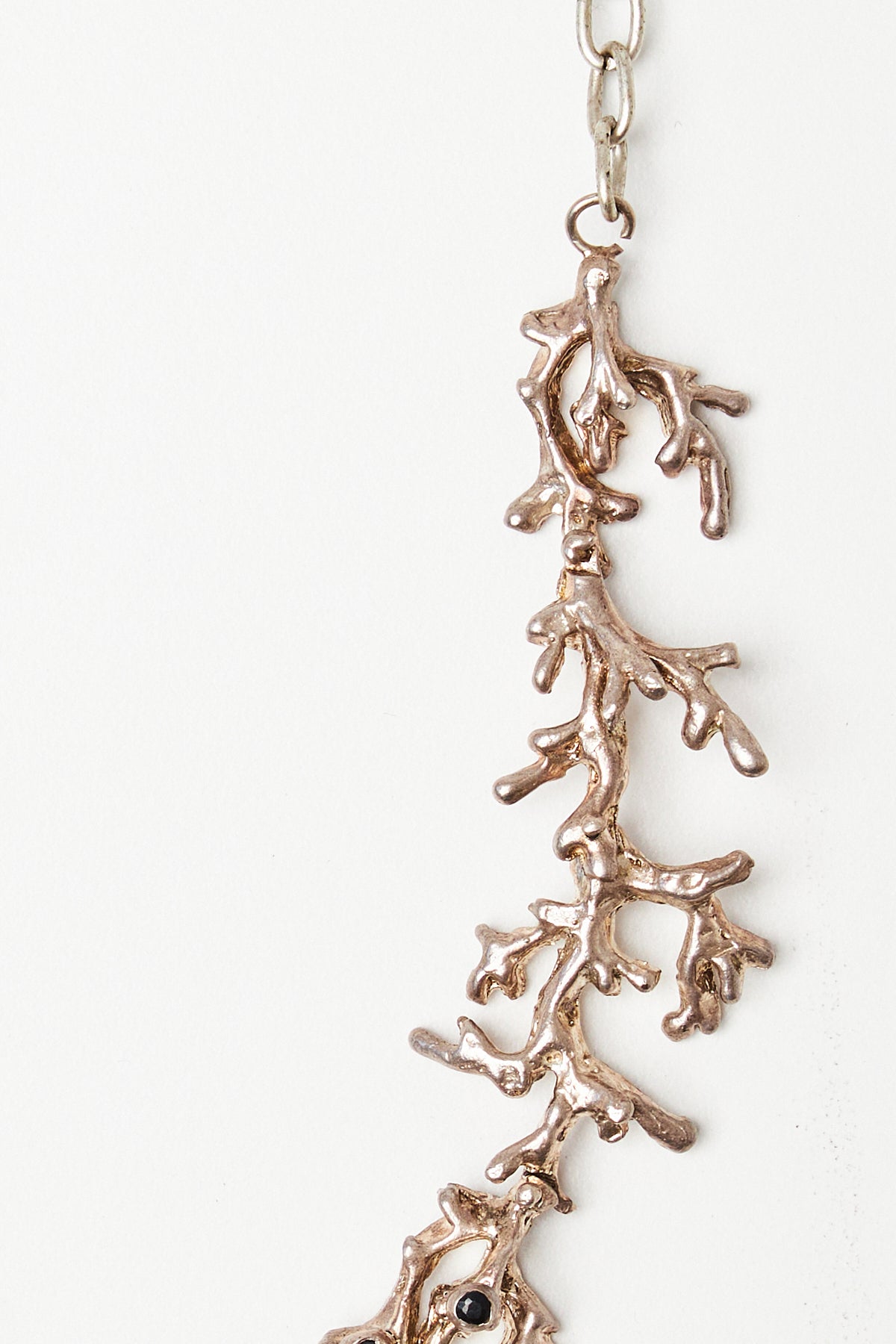 Vintage Silver Coral Necklace with Gemstone Details