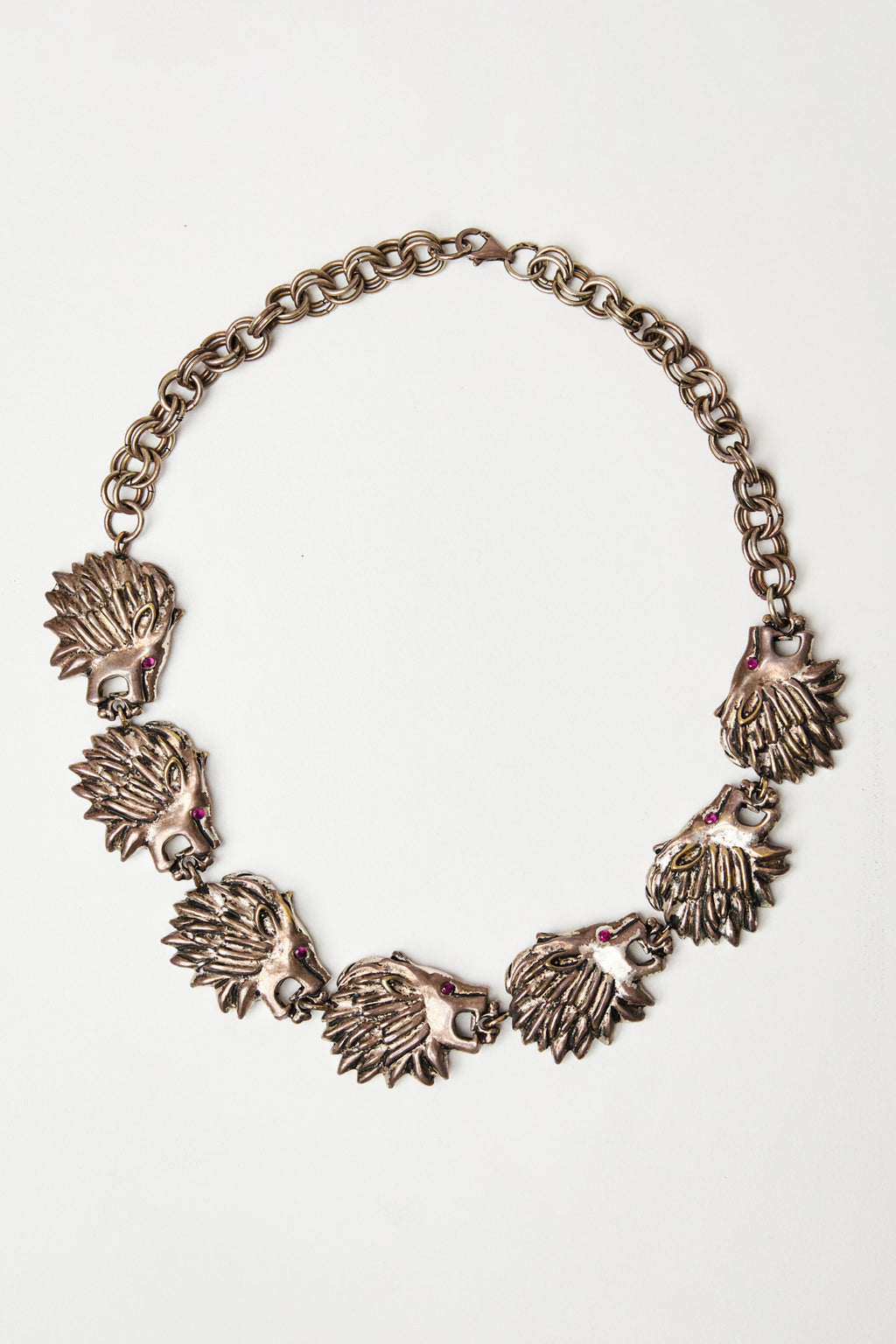 Lion Head Chain Necklace in Silver