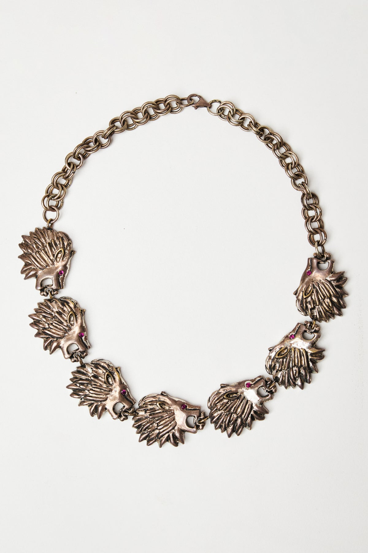 Lion Head Chain Necklace in Silver