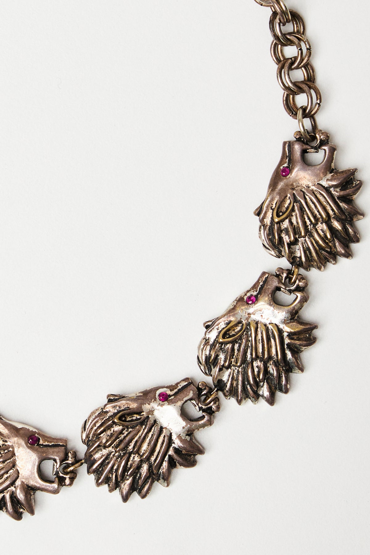 Lion Head Chain Necklace in Silver