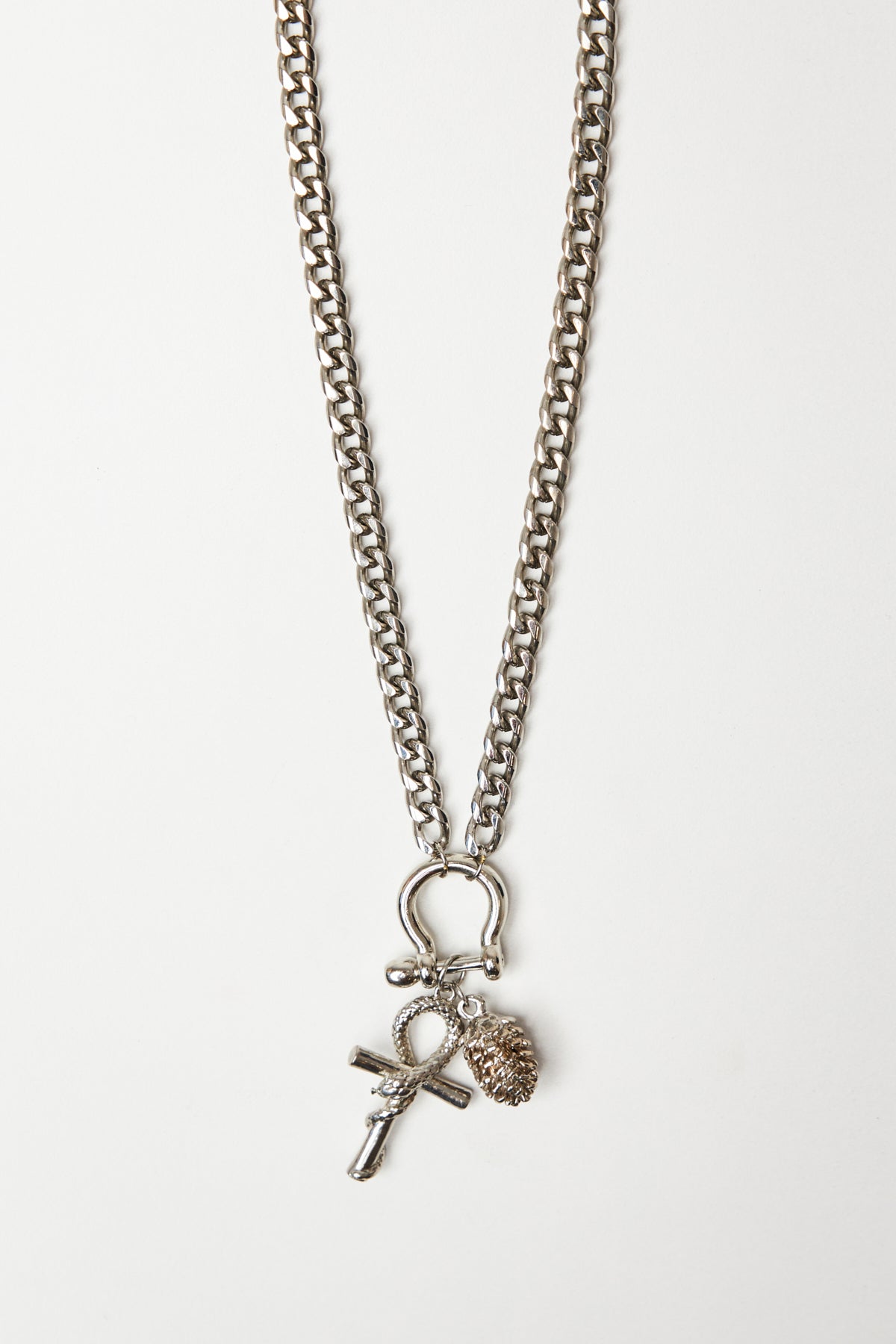 Stainless Steel Shackle Chain Necklace with Charms