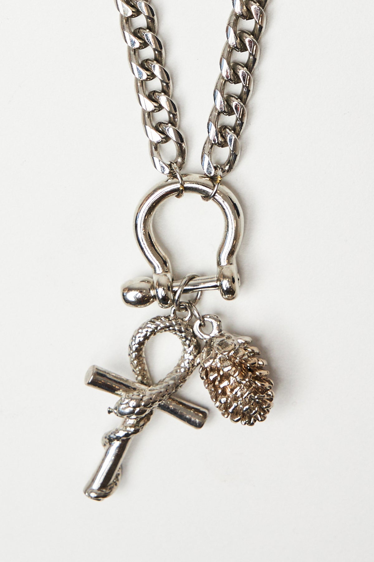 Stainless Steel Shackle Chain Necklace with Charms