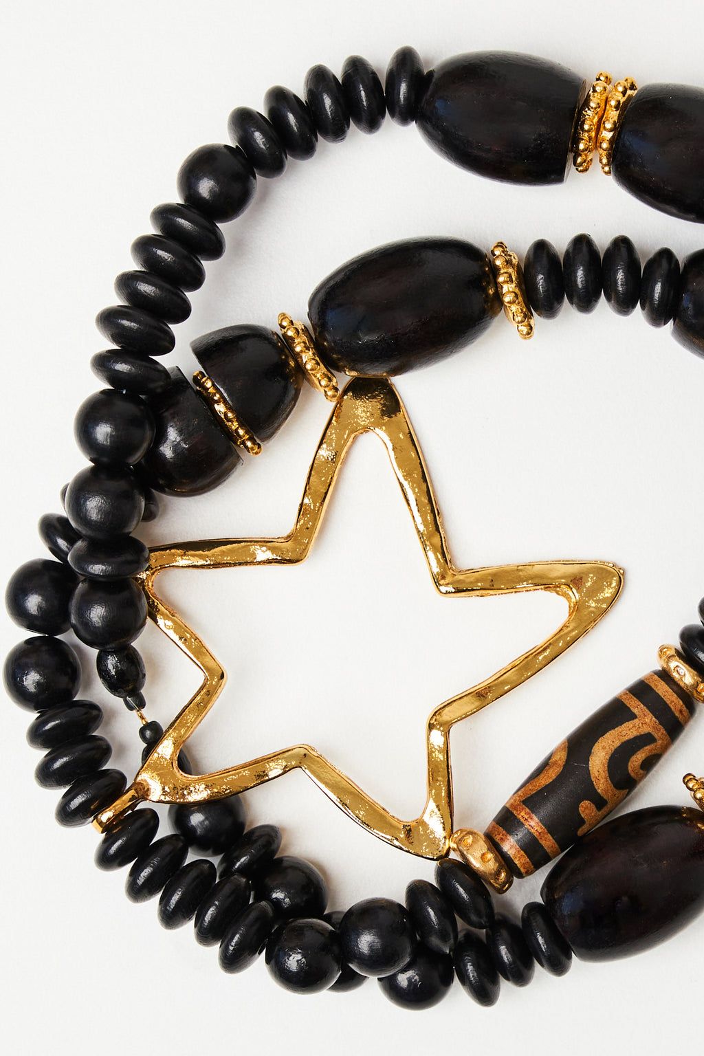 Black Wooden Necklace with Star Pendant