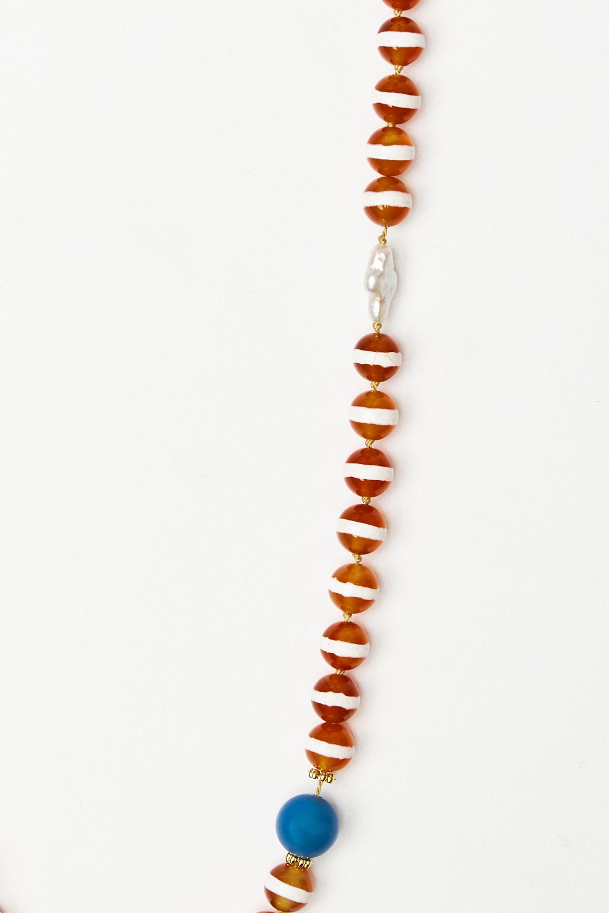 Agate Striped Bead Necklace with Mixed Accents
