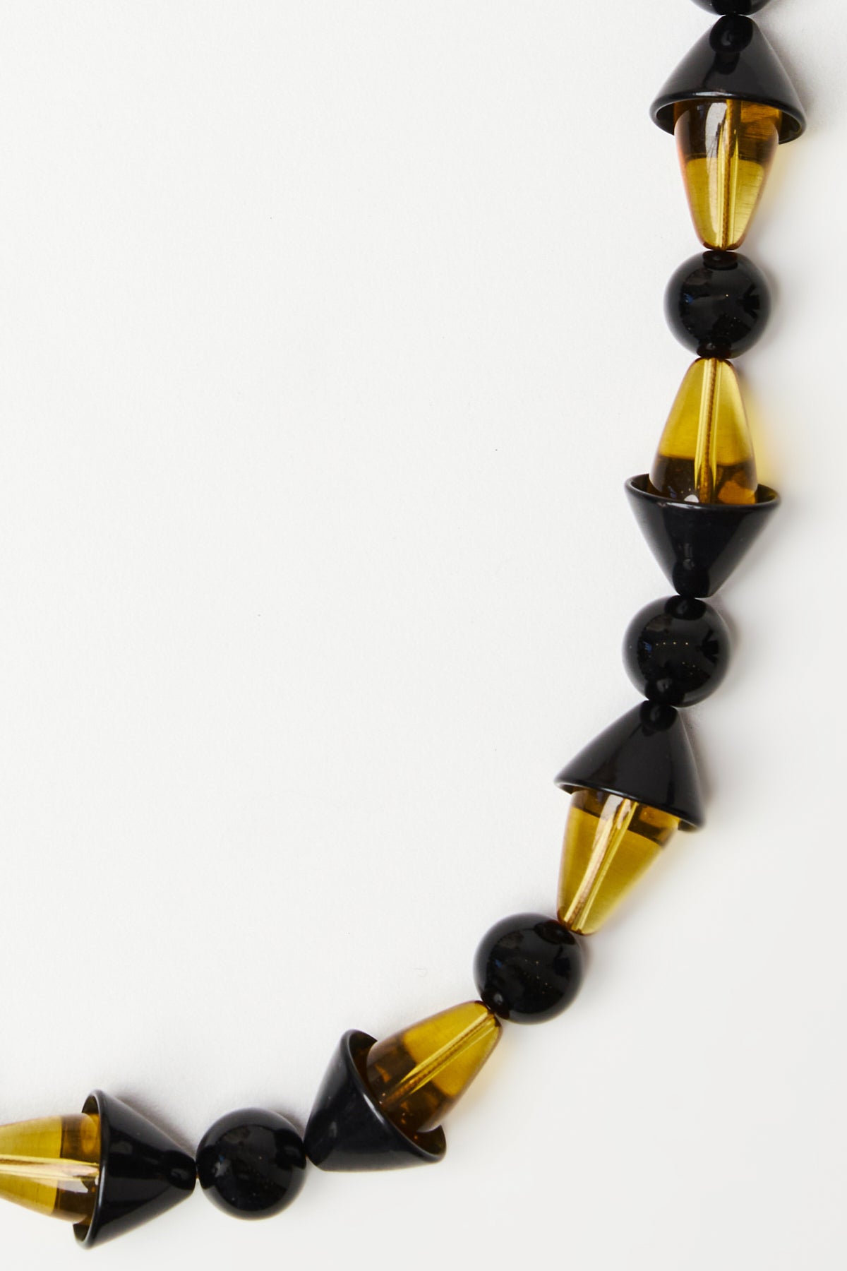 Art-Deco Black and Amber Quartz Beaded Necklace