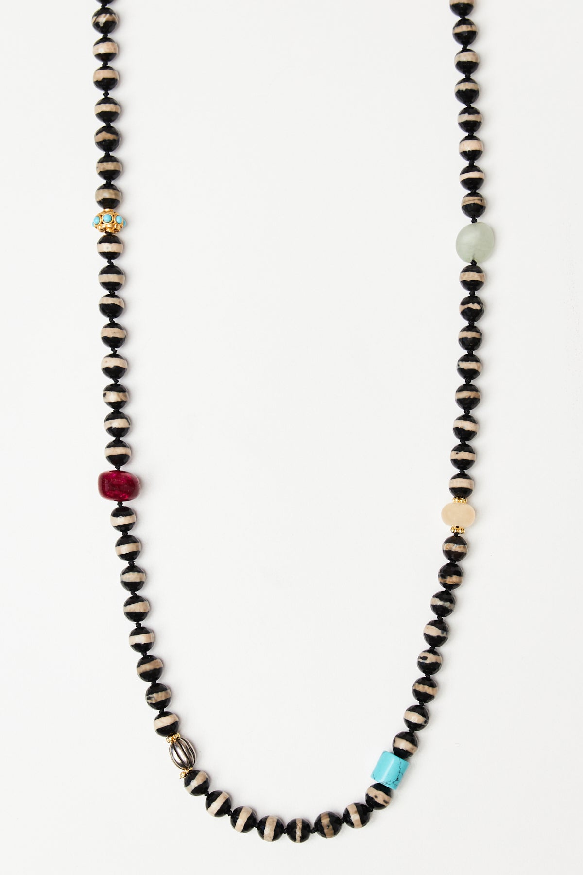 Agate Bead Necklace with Mixed Accents