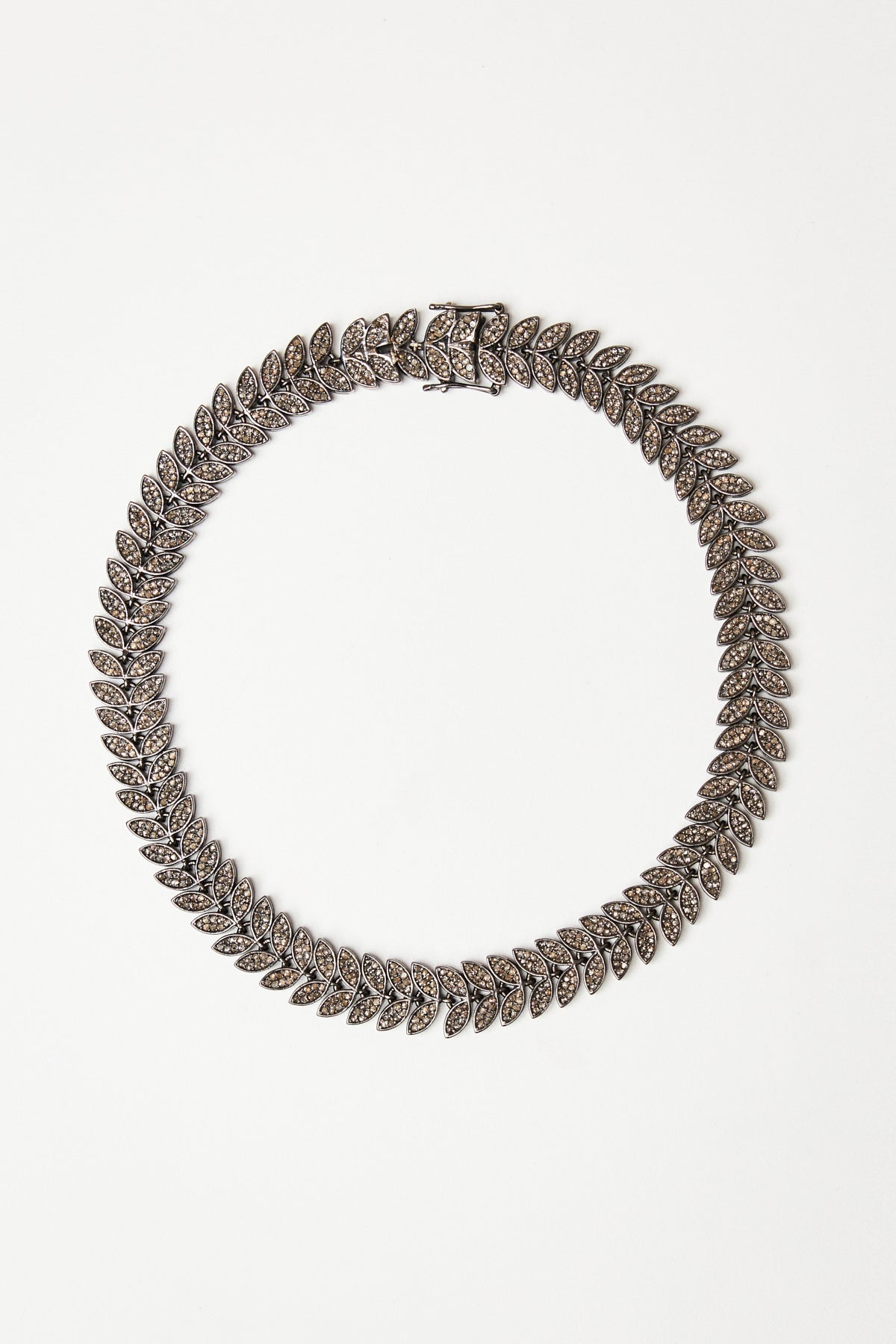 Leaf-Link Rose-Cut Diamond Pavé Necklace