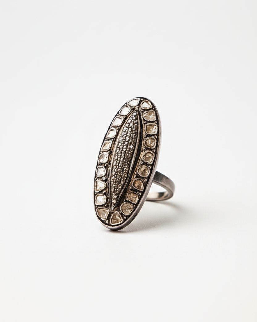 Pavé Polki Diamond Shuttle Ring