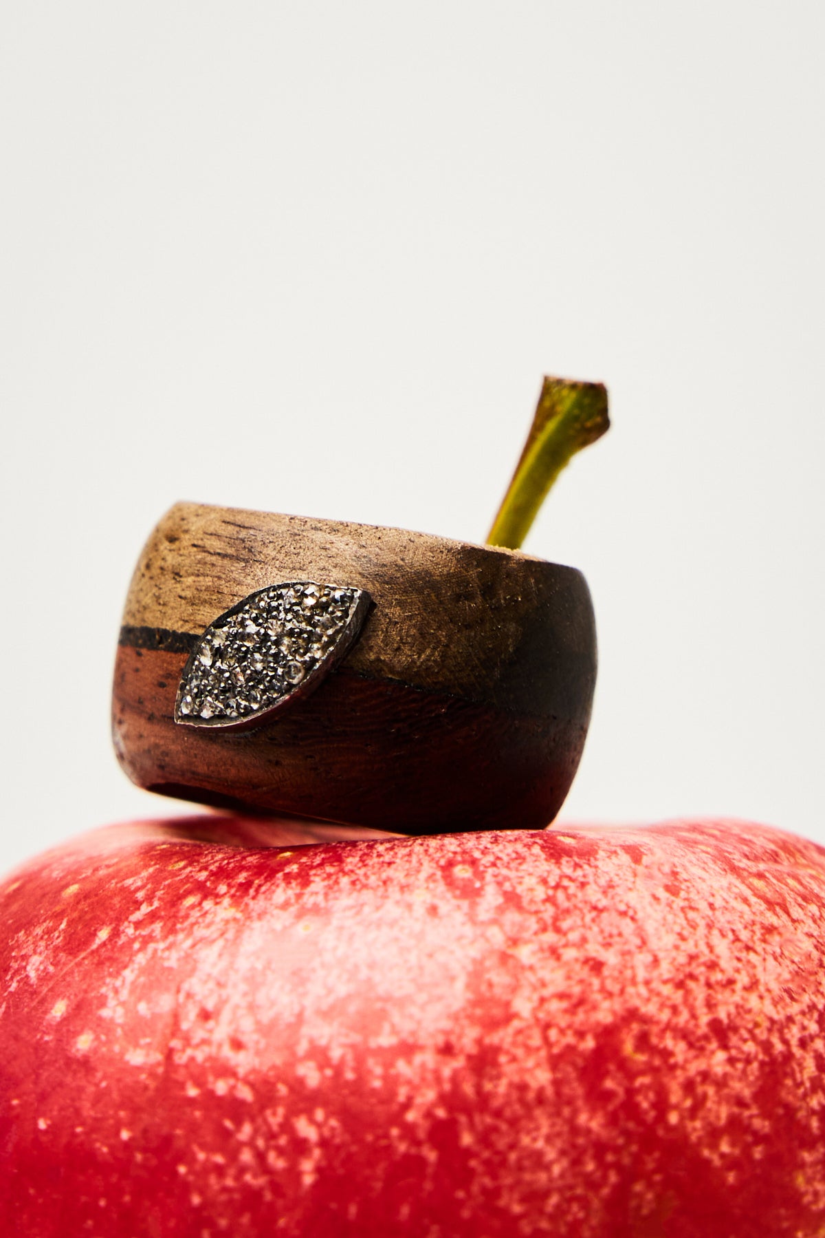 Marquise Rose Cut Diamond Pavé Wooden Ring