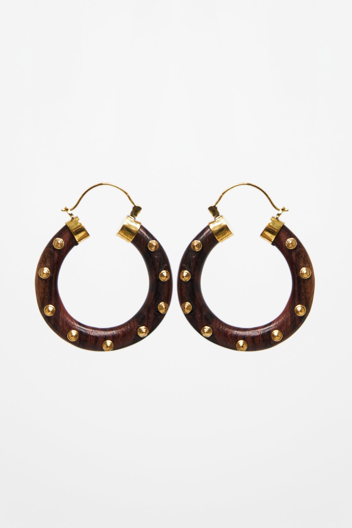 Studded Wood Hoop Earrings