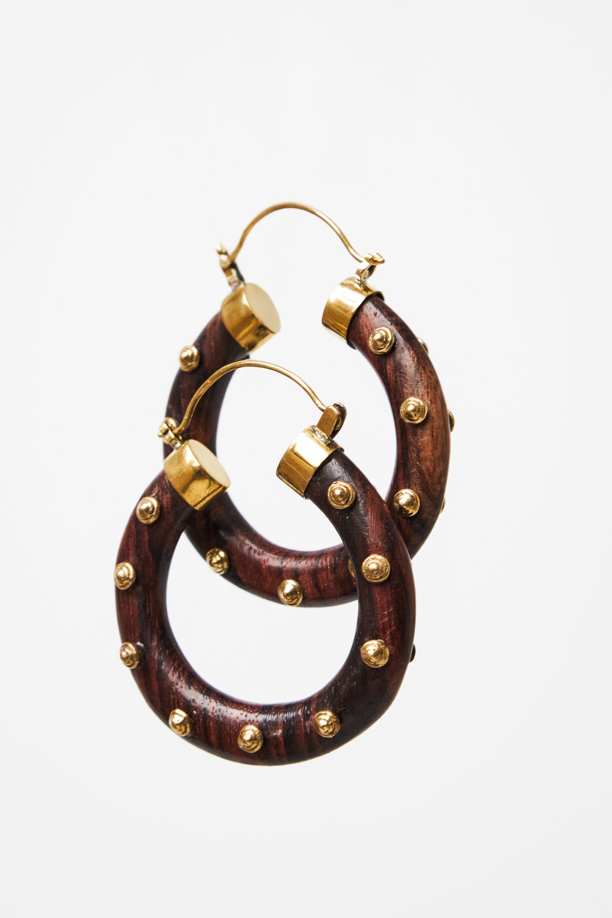Studded Wood Hoop Earrings