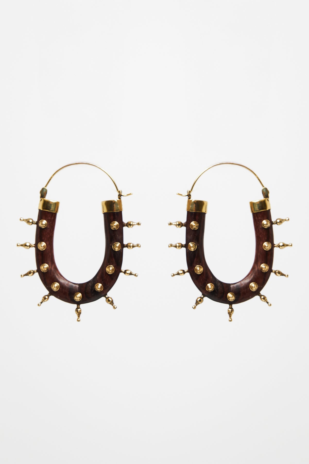 Spiked Stud Wood Hoops