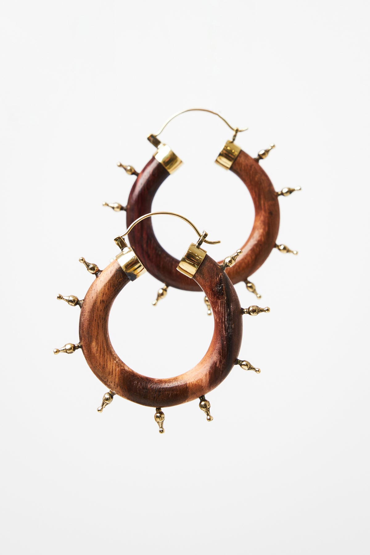Spiked Wood Hoop Earrings