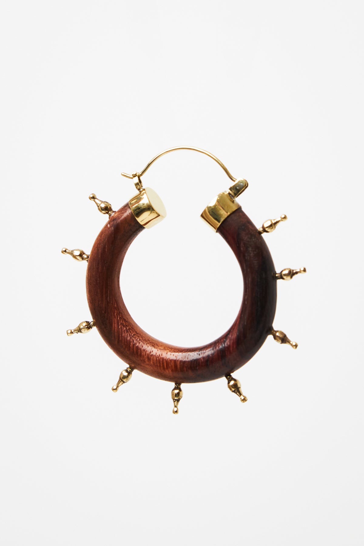 Spiked Wood Hoop Earrings
