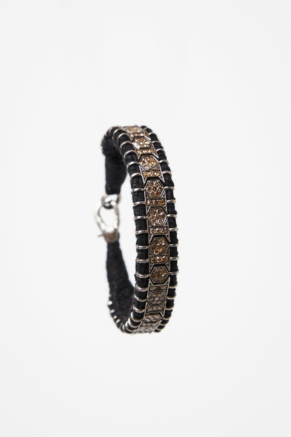 Woven Hexagon Diamond Bracelet in Black