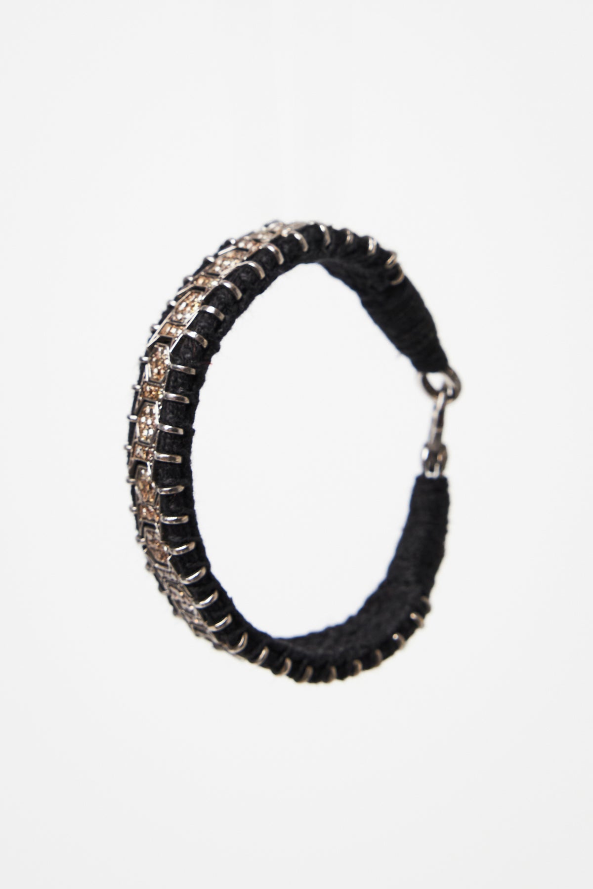 Woven Hexagon Diamond Bracelet in Black