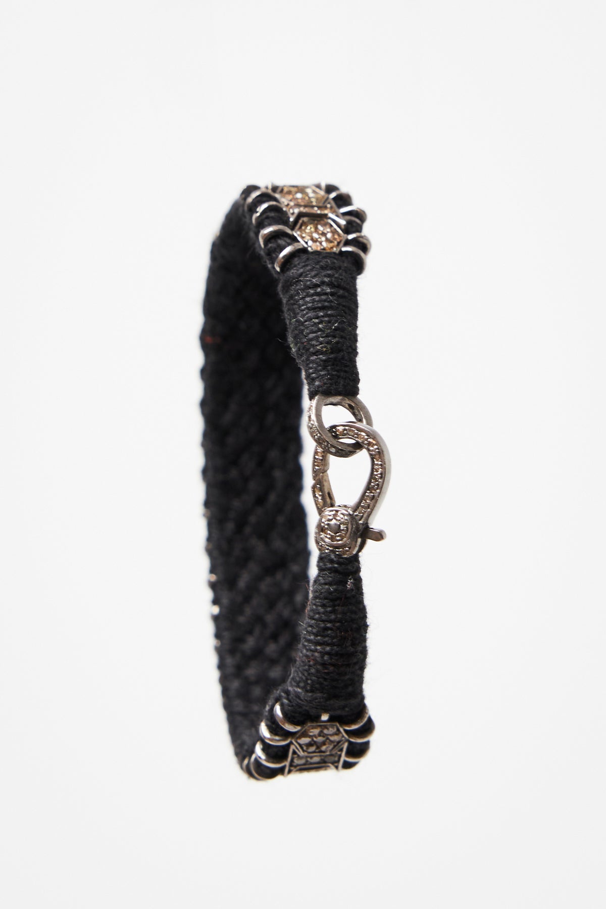 Woven Hexagon Diamond Bracelet in Black