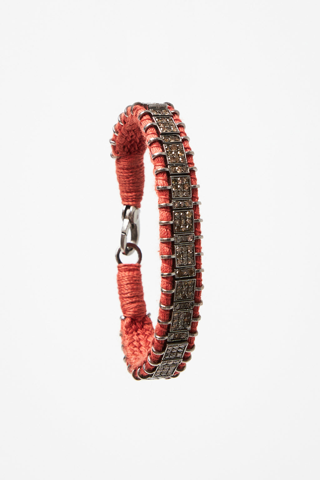 Woven Champagne Diamond Bracelet in Coral