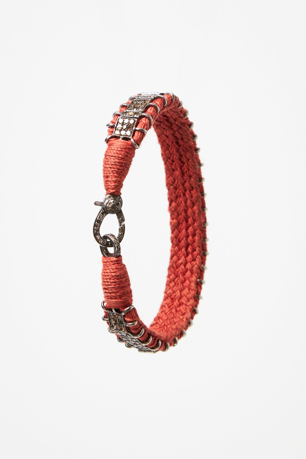 Woven Champagne Diamond Bracelet in Coral