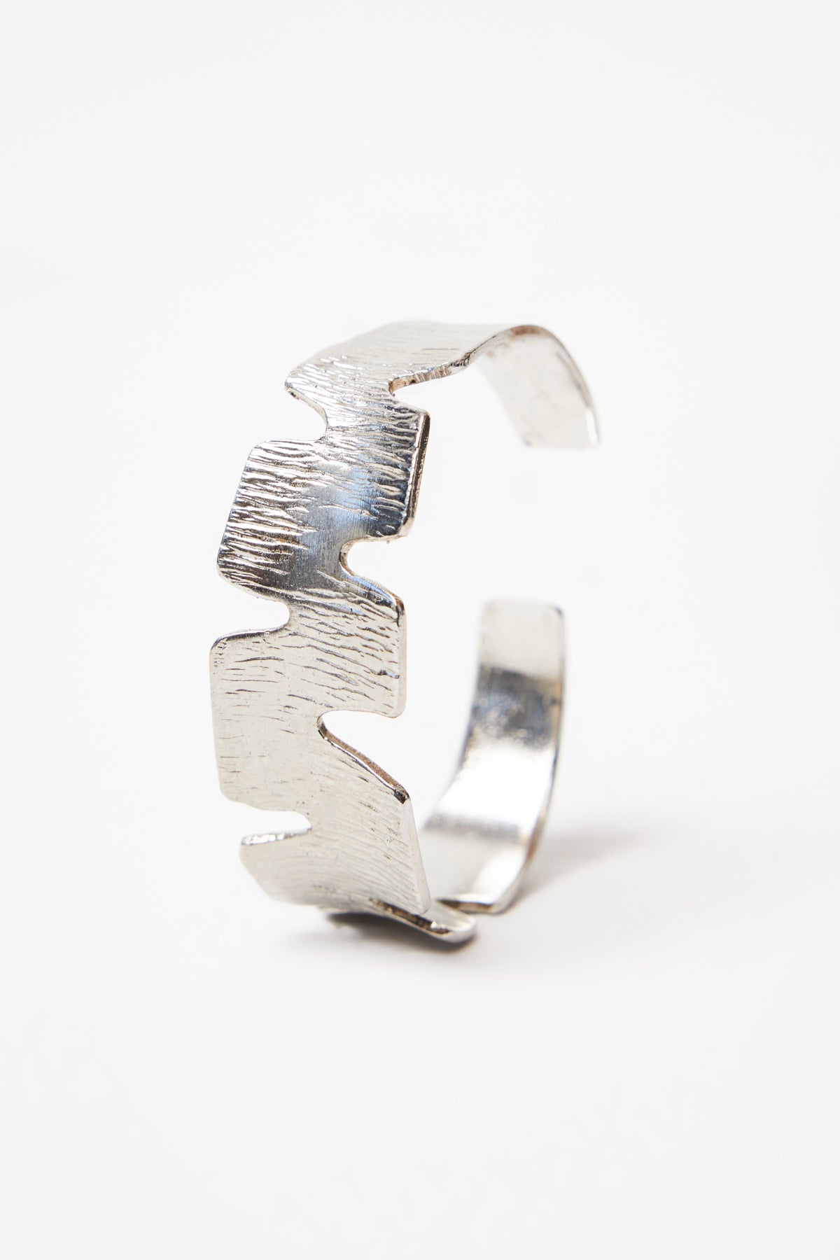 Serrated Silver Cuff Bracelet