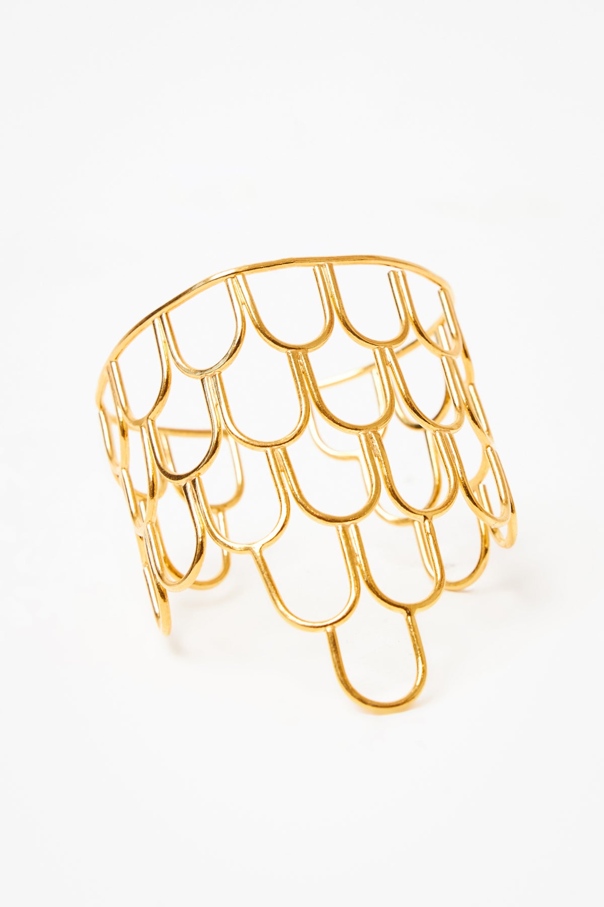 Linked Gold Grid Cuff Bracelet