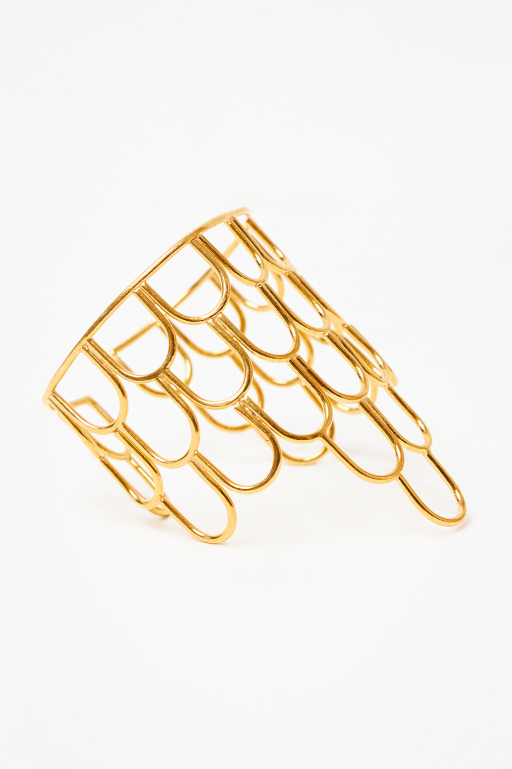 Linked Gold Grid Cuff Bracelet