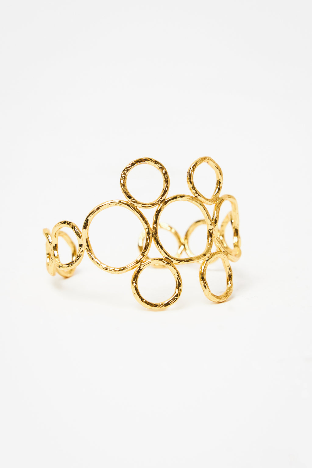 Hammered Gold Circle Cuff Bracelet