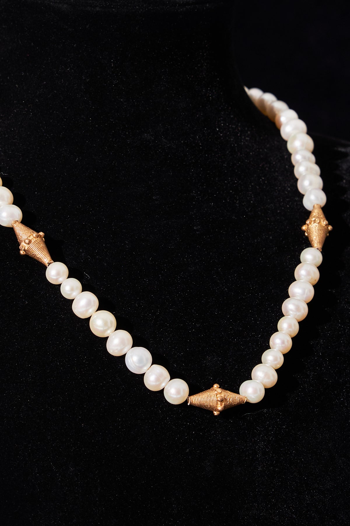 Pearl Necklace with Gold Accent Beads