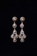 Rose-Cut Diamond Pavé Teardrop Chandelier Earrings