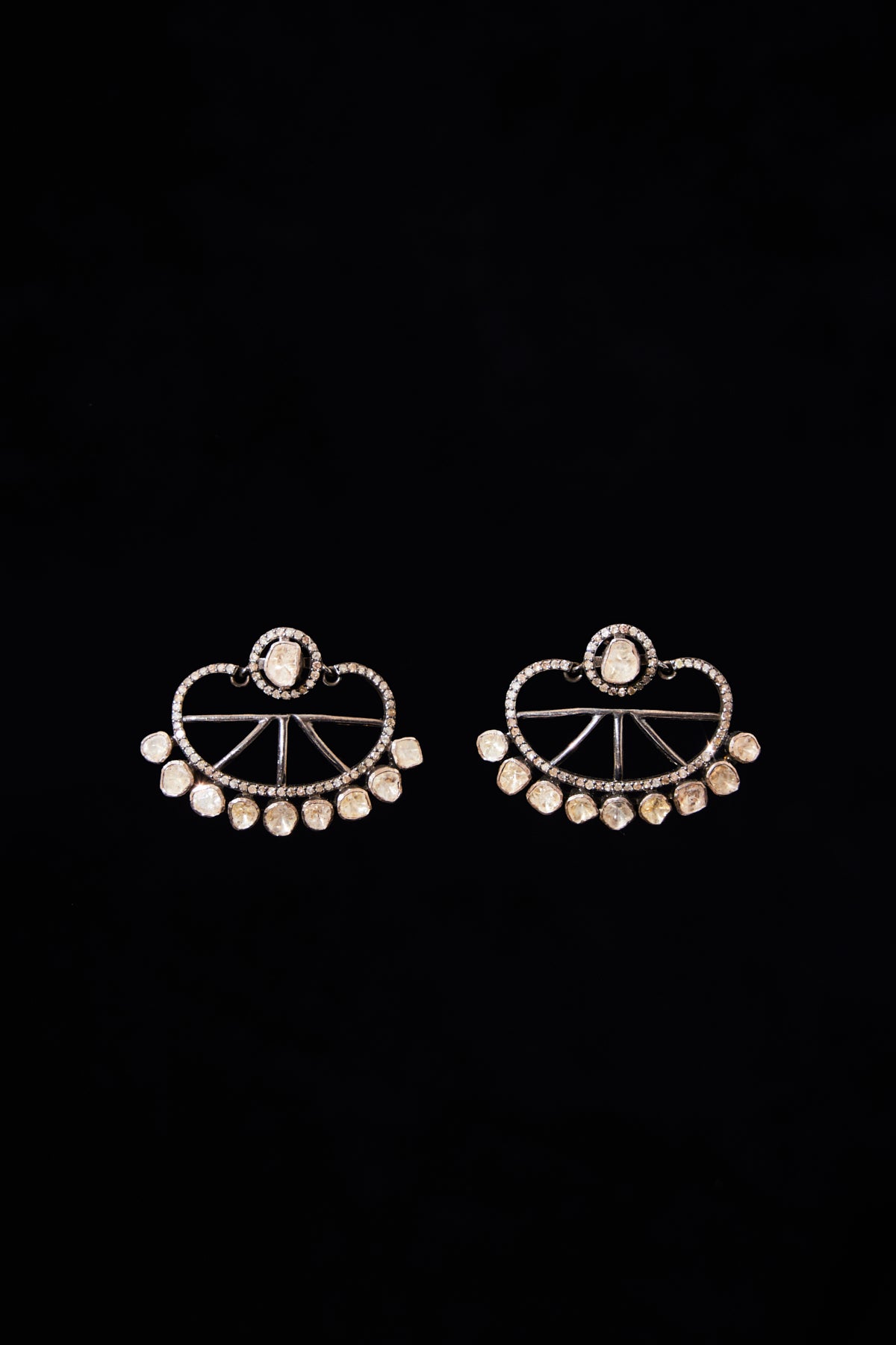 Rose-Cut Diamond Fan Earrings