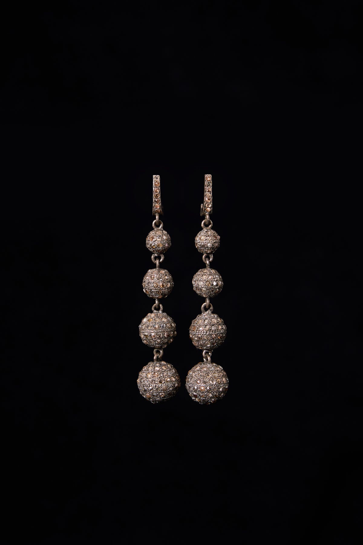Rose-Cut Diamond Pavé Orb Drop Earrings