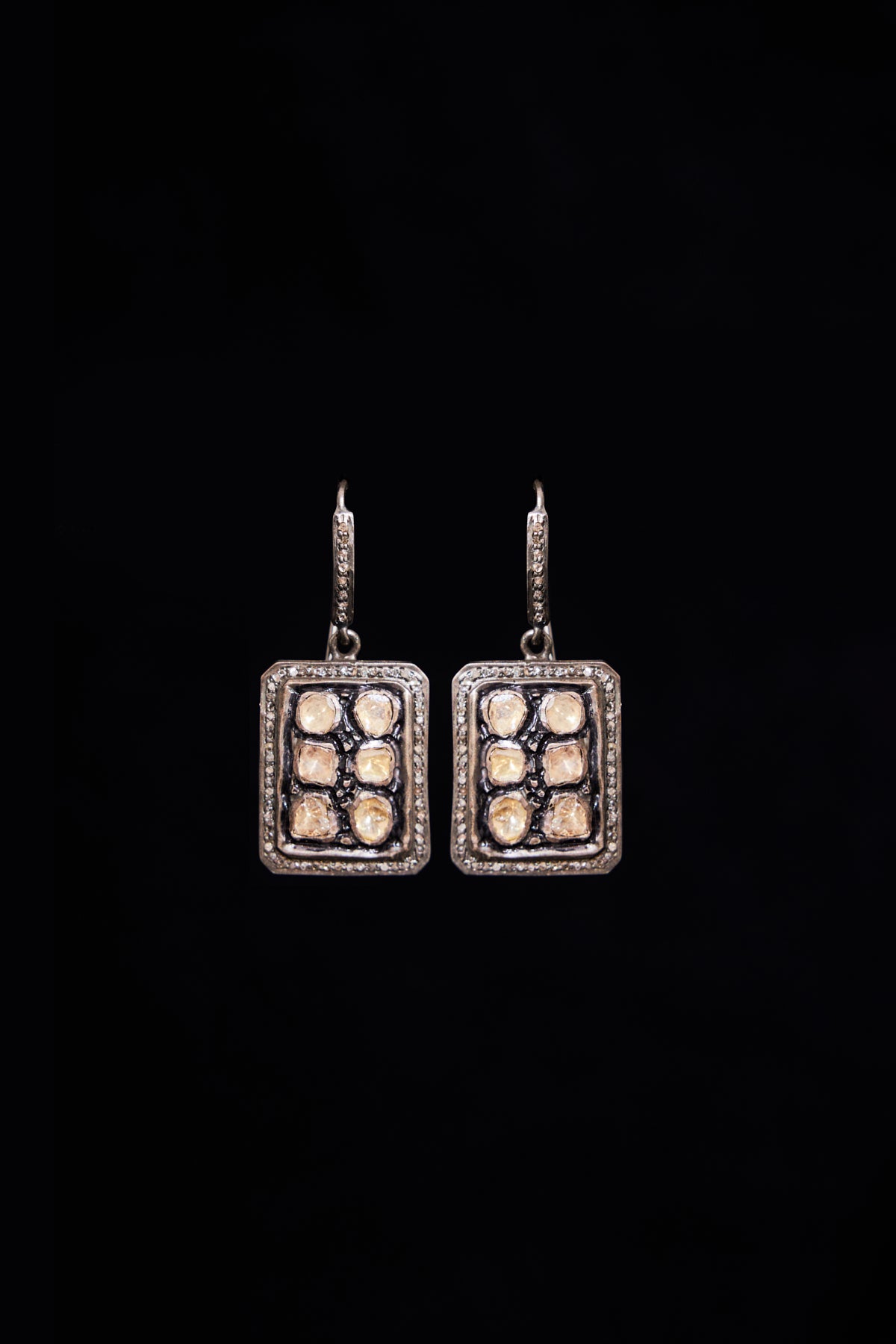 Polke Diamond Tile Drop Earrings