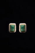 Jade Rose-Cut Diamond Frame Stud Earrings
