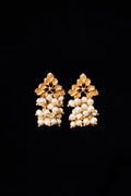 Gold Leaf Pearl Cluster Earrings